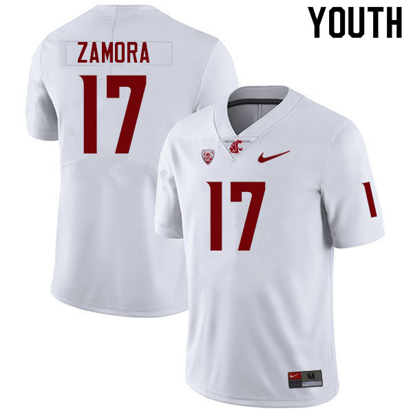 Youth #17 JP Zamora Washington State Cougars College Football Jerseys Sale-White - Click Image to Close